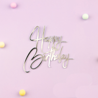 Топпер для торта боковой «Happy Birthday 3», серебро