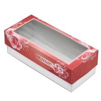 Коробка под пирожное с окном 0,4 275*120*90 , цветная