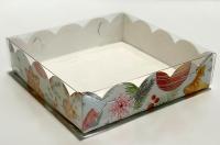 Коробка для печенья и пряников 120х120х30мм елочные игрушки РУ.