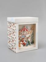 Коробка новогодняя складная с 3D эффектом «Лошадь 2026», карусель, 18×23×14 см