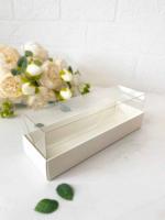 Коробка с прозрачной крышкой под макарунс/зефир, белая 185*60*60 мм