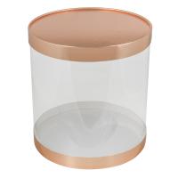 Коробка для торта прозрачная ТУБУС, золотая. РУ.