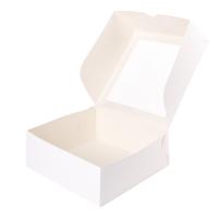 Коробка для торта 25*25*10 см, белая с окном
