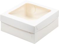 Коробка для зефира, тортов с пластиковой крышкой. белая (155х155х60 мм) РУ.