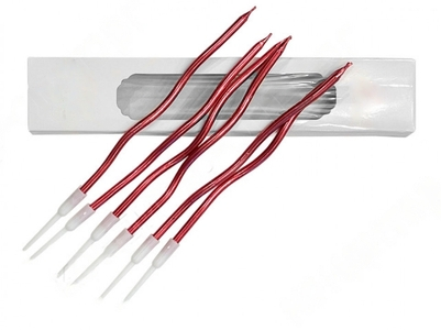 Набор свечей для торта «Волна» 15 см, 6 шт  (красный металлик)