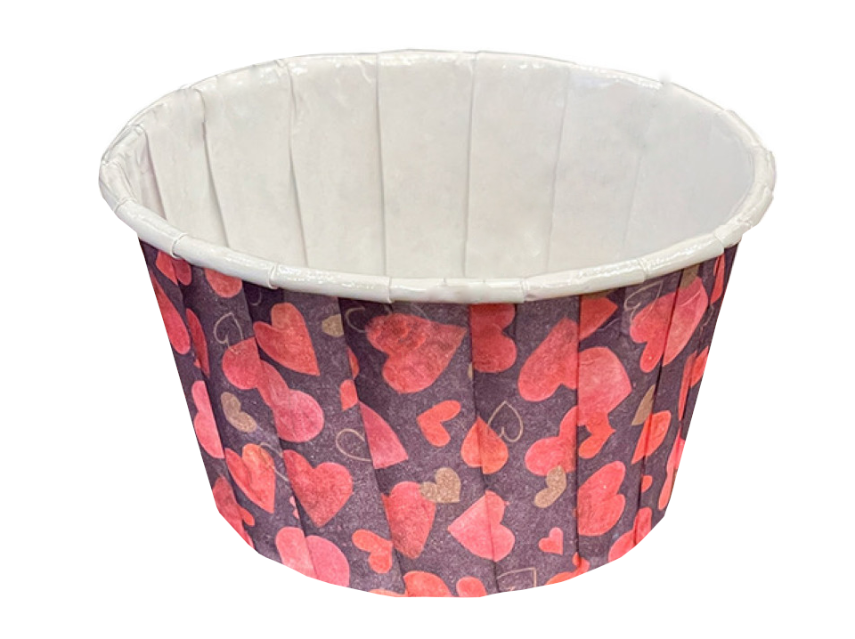 Форма бумажная "Маффин" 50х40 мм с ламинацией, 25 штук, принт (сердечки)