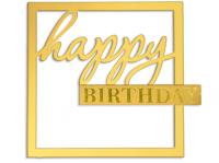 Топпер для торта боковой «Happy Birthday», в золотой рамке