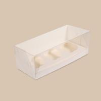 Коробка на 3 капкейка 250х100х100 мм, с прозрачной крышкой
