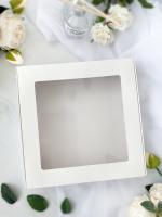 Коробка под пирожное 190*190*30 мм, с окном, белая