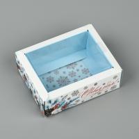 Коробка складная с пластиковой крышкой «С Новым годом!», 11.5×9×4 см
