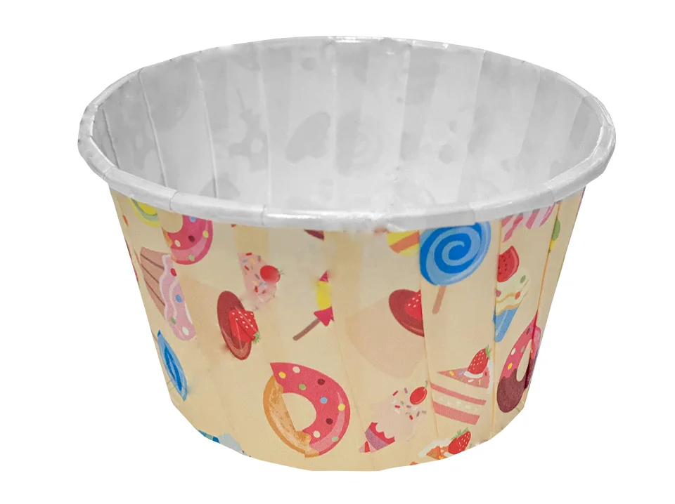 Форма бумажная "Маффин" 50х40 мм с ламинацией, 25 штук, принт (сладости)