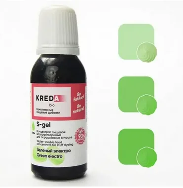 Краситель концентрированный универсальный гелевый водорастворимый S-gel, KREDA Bio, 10 мл (зеленый электро)