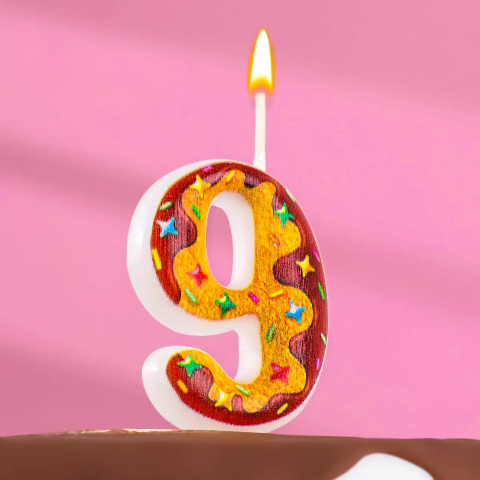 Свеча для торта "Печенье с шоколадной глазурью", 9,5 см, цифра (9)