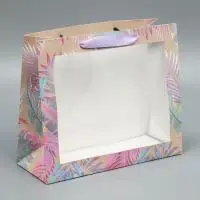 Пакет крафтовый с пластиковым окном «Нежность», 31 х 26 х 11 см