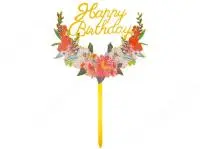 Топпер с цветами «Happy Birthday»  цветение