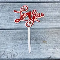 Топпер «Love You» красная надпись