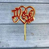 Топпер надпись «I Love You», сердце со стрелами