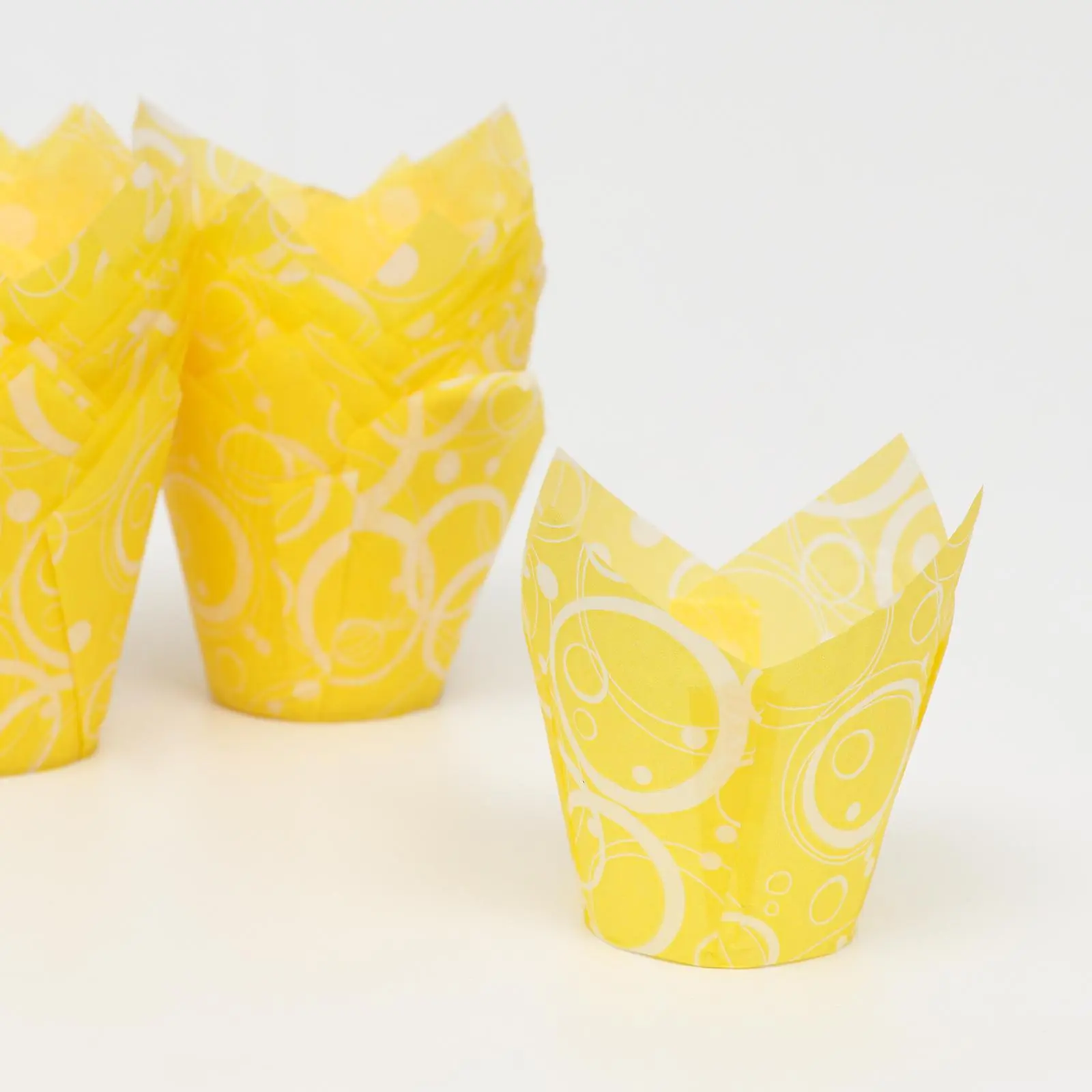 Форма бумажная "Тюльпан" с белыми кольцами, 50*80 мм, 10 шт (желтый)