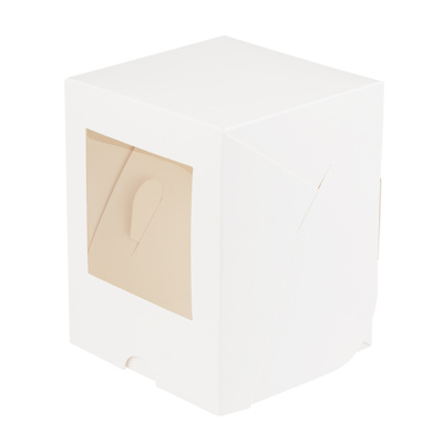 Коробка NEW для мини кулича с окном 9,5*9,5*12 см, белая