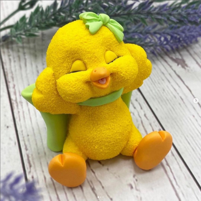 Молд силиконовый Утенок с бантом зел. Пасха