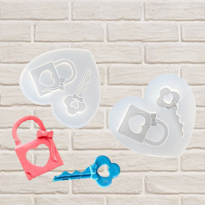 Силиконовая форма для леденцов «Замочек и ключик»