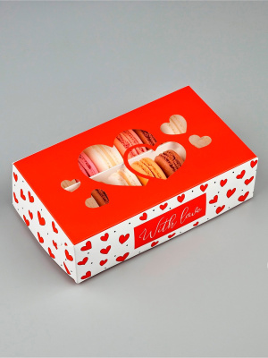 Коробка для макарун «С любовью», 11 х 19 х 5.5 см