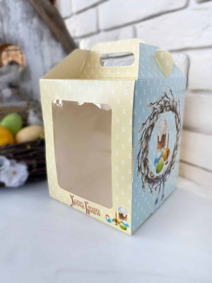 Коробка для кулича с окном 15*15*18 см "Верба". Пасха