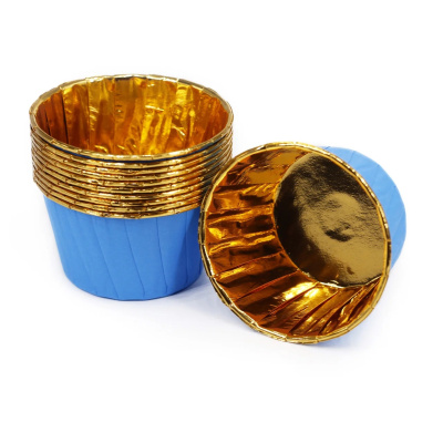 Форма бумажная "Маффин" 50*40 мм с ламинацией (золотой+голубой)