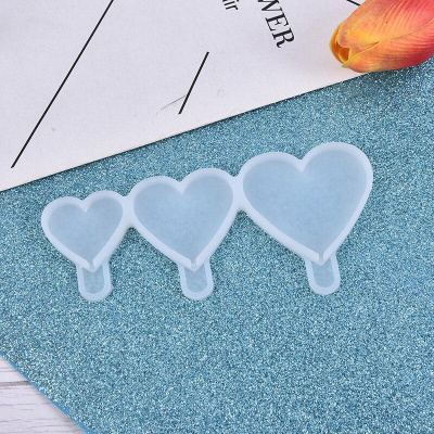 Силиконовая форма для леденцов «Сердечки 3 в 1» 13,1*6,0