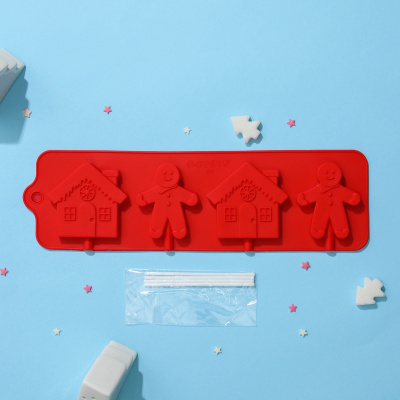 Силиконовая форма для леденцов «Дом для имбирного пряника», 31×9 см, 4 ячейки