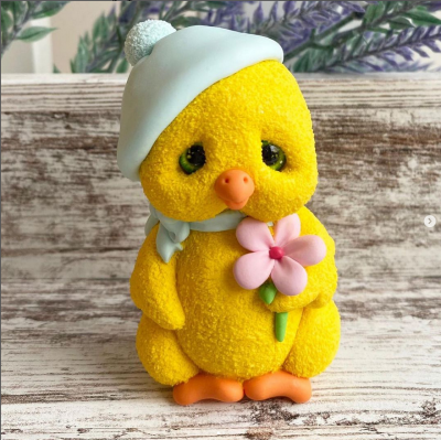 Молд силиконовый Утенок с в берете зел. Пасха