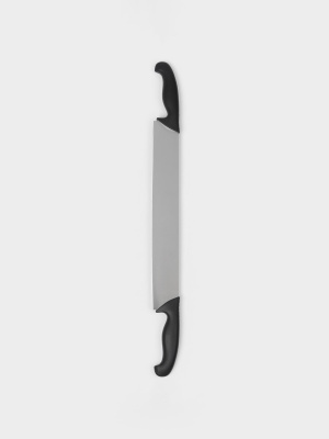 Нож для сыра с двумя ручками Sharp, лезвие 36.3 см, нержавеющая сталь, чёрная ручка