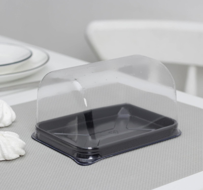 Контейнер для пирожных, торта одноразовый с крышкой 15,3×11,6×8,2 см, дно 13×9,3×8,1 см