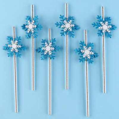Трубочка двойная снежинка, набор 6 штук