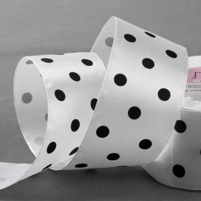 Лента атласная 40 мм × 23 ± 1 м, Горошек