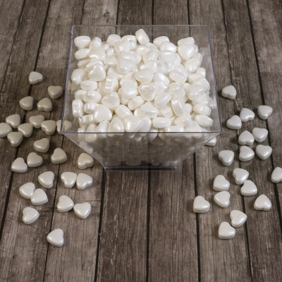 Посыпка кондитерская обьемная 3D Сердечки белые перламутровые 