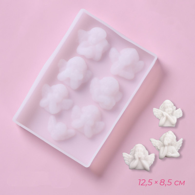 Молд «Ангелочки», силикон, 12,5×8,5×1,5 см, цвет белый