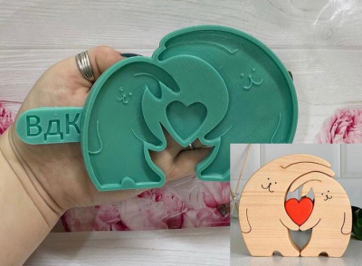 Молд силиконовый Зайчики LOVE зел.