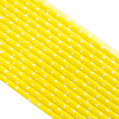 Палочки бумажные Желтая в Белый горох 200*6 мм, 25 шт