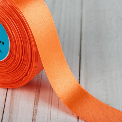 Лента атласная 25 мм, намотка 32,9 метров (оранжевый насыщенный)