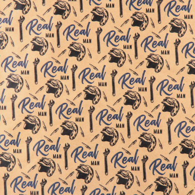 Бумага упаковочная крафтовая «Real man», 50 х 70 см