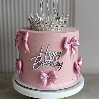 Топпер для торта боковой «Happy Birthday 14», серебро