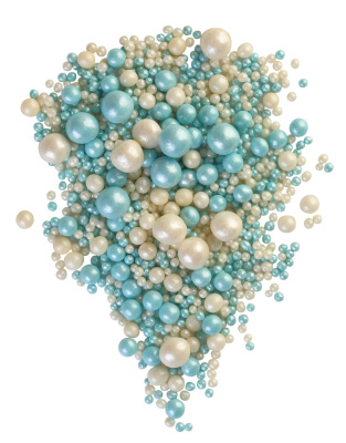 Воздушный рисовый жемчуг в шоколадной глазури Бирюза, серебро микс (195)