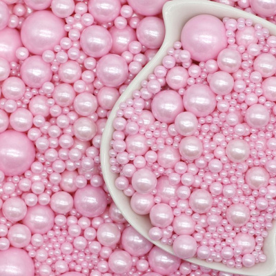 Посыпка кондитерская «Жемчуг микс размеров» цвет РОЗОВЫЙ