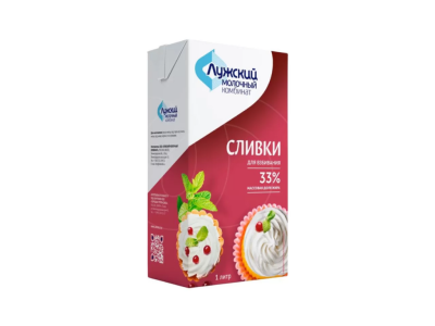 Сливки для взбивания 33% "Лужский МК" 1 л.