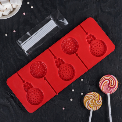 Силиконовая форма  «Улыбка», 24×9,5 см, 5 ячеек, с палочками, цвет МИКС