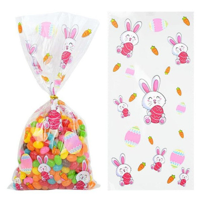 Пакетики с принтом "Пасхальный кролик" 27*13 см (100 шт)