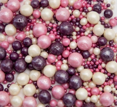 Воздушный рисовый жемчуг в шоколадной глазури Серебро, сиреневый, розовый микс (112)