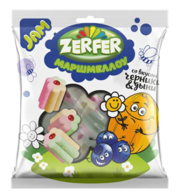 Маршмеллоу «Zerfer», jam со вкусом черники и дыни, 90 г