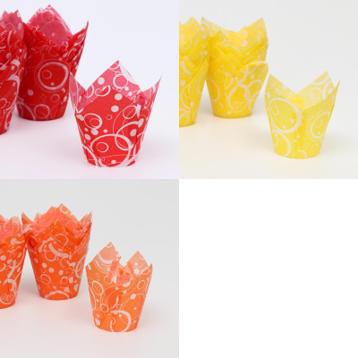 Форма бумажная "Тюльпан" с белыми кольцами, 50*80 мм, 10 шт